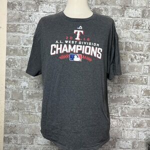 Texas Rangers Shirt Mens 2XL Gray MLB Baseball 2016 AL West Division Champions